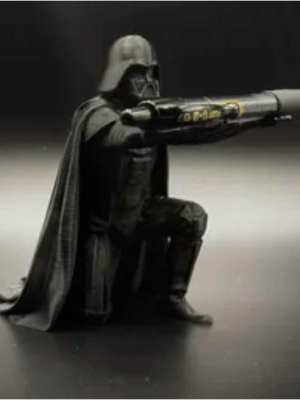 Black Darth Vader Kneeling Figure with Blaster all black